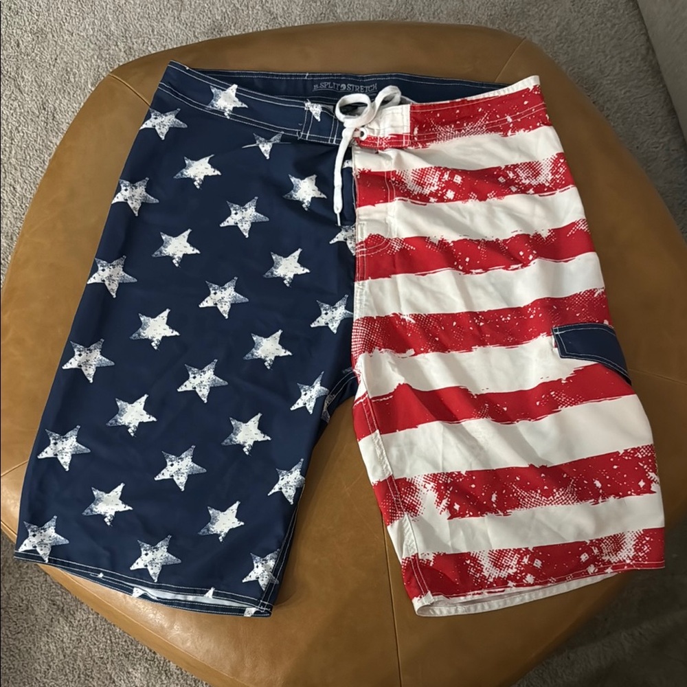 Patriotic Star and Stripe Men's Swim Shorts
